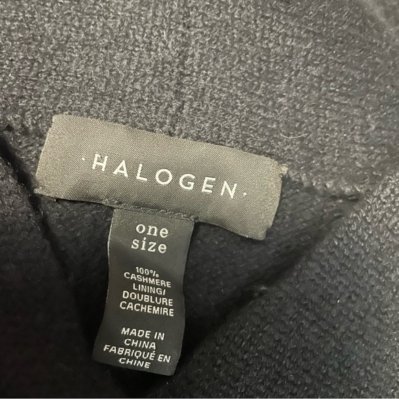 Halogen Black 100% Cashmere Poncho One Size Fits All V-neck Women - Picture 6 of 9